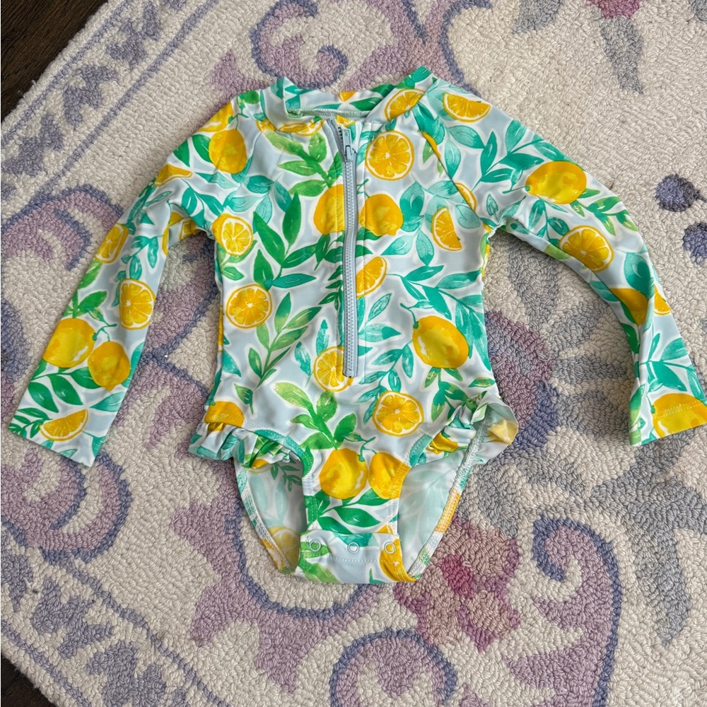 Little Me Lemon and Leaf Print Kids Rashguard